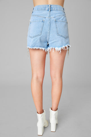 Raven Crystal Shorts • Light Wash