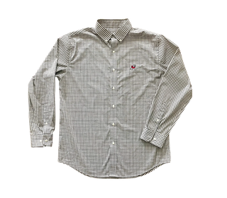 Performance Button Down- Standing Dawg Charcoal & White