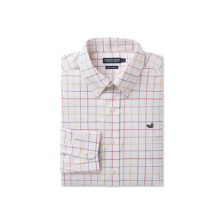 Lockhart Windowpane Performance Dress Shirt • Burnt Taupe • White