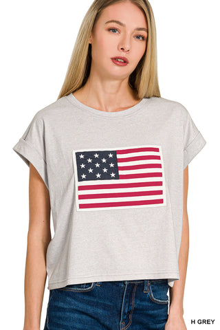 American Flag Tee • Heather Grey