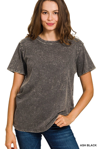 Camryn Washed Cotton Top • Ash Black