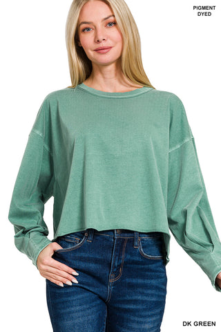 Winnie Oversized Round Neck Top • Sage