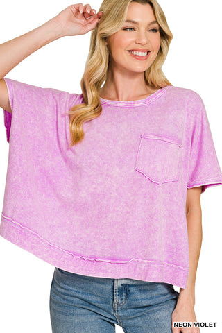 Mya Halo Washed Oversized Top • Neon Violet