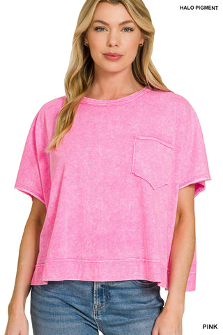 Mya Halo Washed Oversized Top • Pink