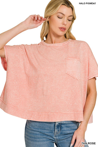 Mya Halo Washed Oversized Top • Tan Rose