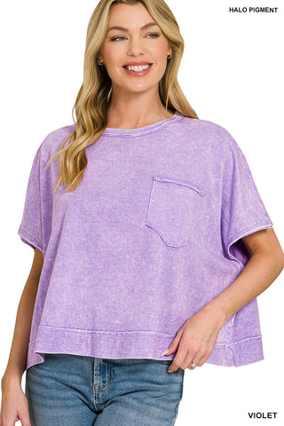 Mya Halo Washed Oversized Top • Violet
