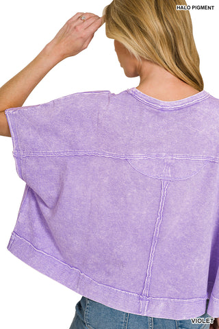 Mya Halo Washed Oversized Top • Violet