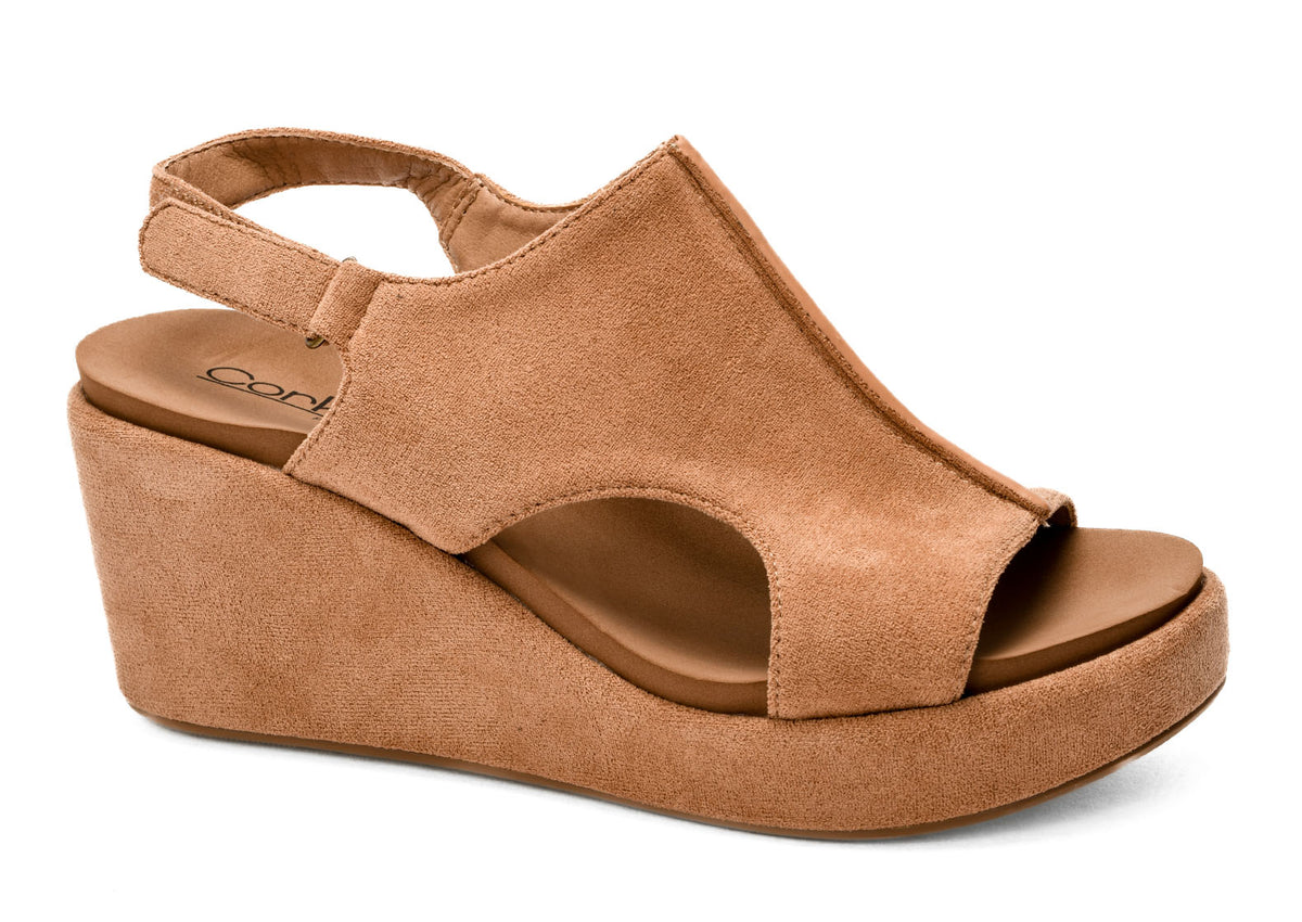 Carley Wedge • Camel Faux Suede 2