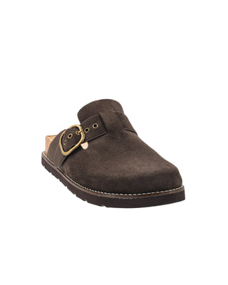 Distracted Slip-On Mule • Chocolate Faux Suede