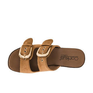 Double Dare Wedge • Tobacco Faux Suede