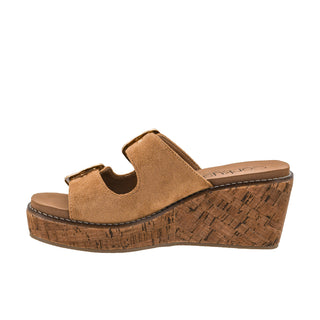 Double Dare Wedge • Tobacco Faux Suede