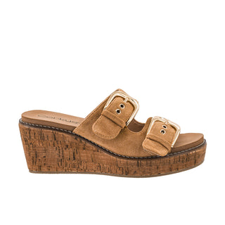 Double Dare Wedge • Tobacco Faux Suede