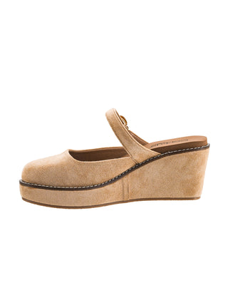 Me Time Wedges • Camel Faux Suede