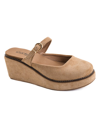 Me Time Wedges • Camel Faux Suede