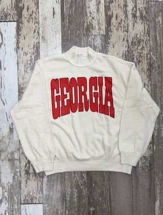 GEORGIA Polka Dot Mockneck Sweatshirt • Cream