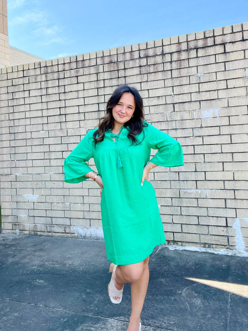 Bell Sleeve Dress • Green