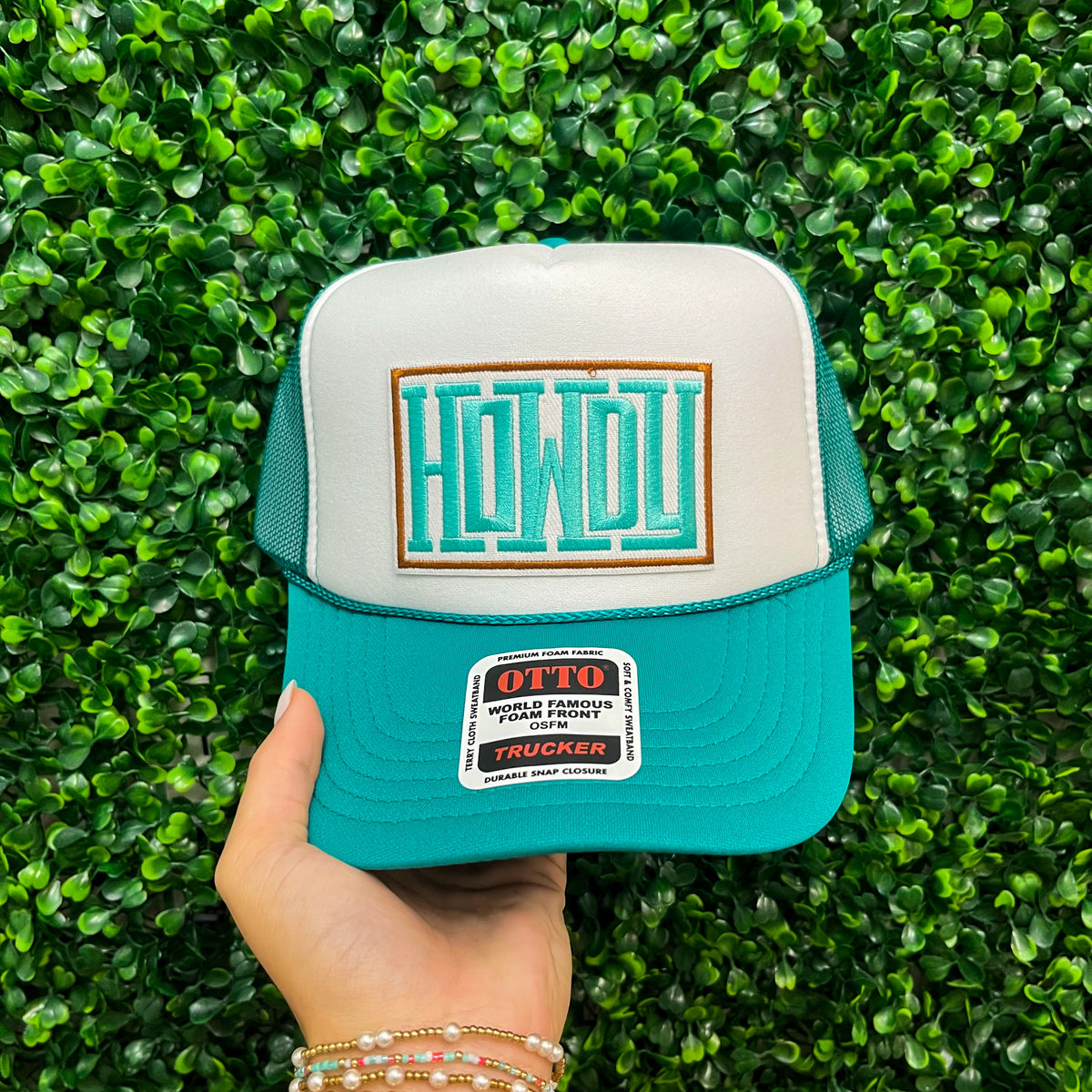 Howdy Puff Trucker Hat • Teal