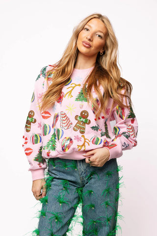 Queen of Sparkles Christmas Icons Sweatshirts • Light Pink