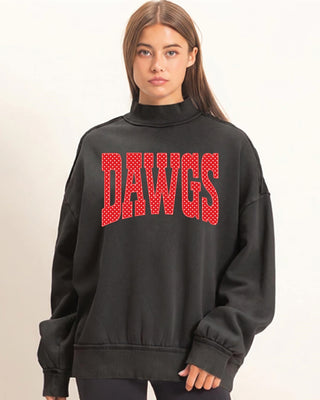 DAWGS Polka Dot Acid Wash Mock Neck Sweatshirt • Black