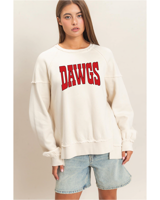 DAWGS Polka Dot Raw Edge Sweatshirt • Alpaca