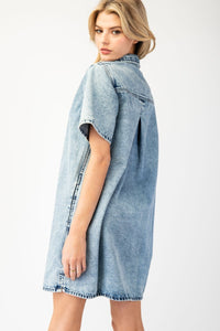 Everett Button Mini Dress • Denim