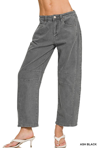 Briar Barrel-Leg Denim Jeans • Ash Black