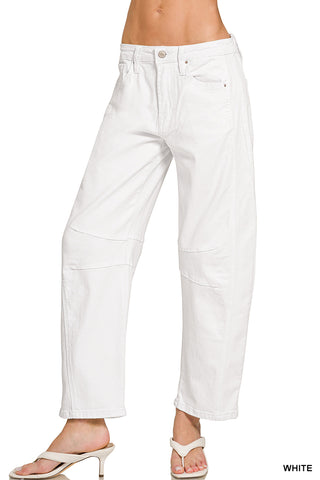 Briar Barrel-Leg Denim Jeans • White