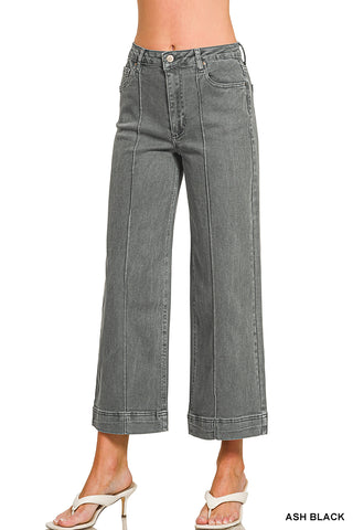 Leona High Rise Wide Leg Pintuck Jeans • Ash Black