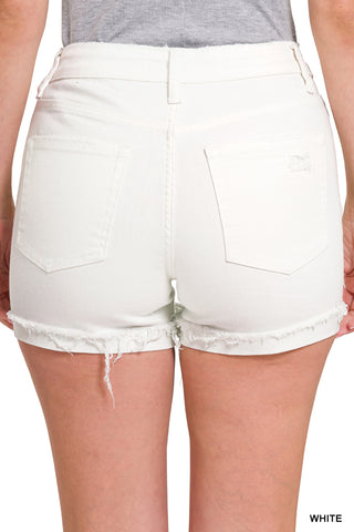 Bristol Cuffed Demim Shorts • White