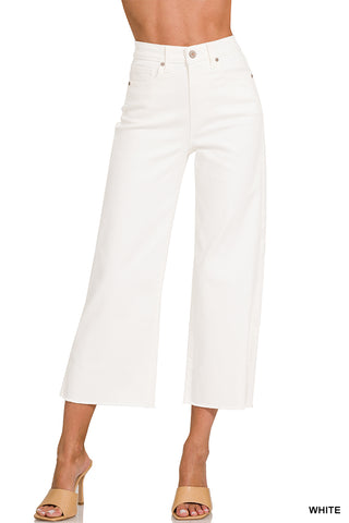 Clementine High-Rise Wide Leg Cropped Jeans • White