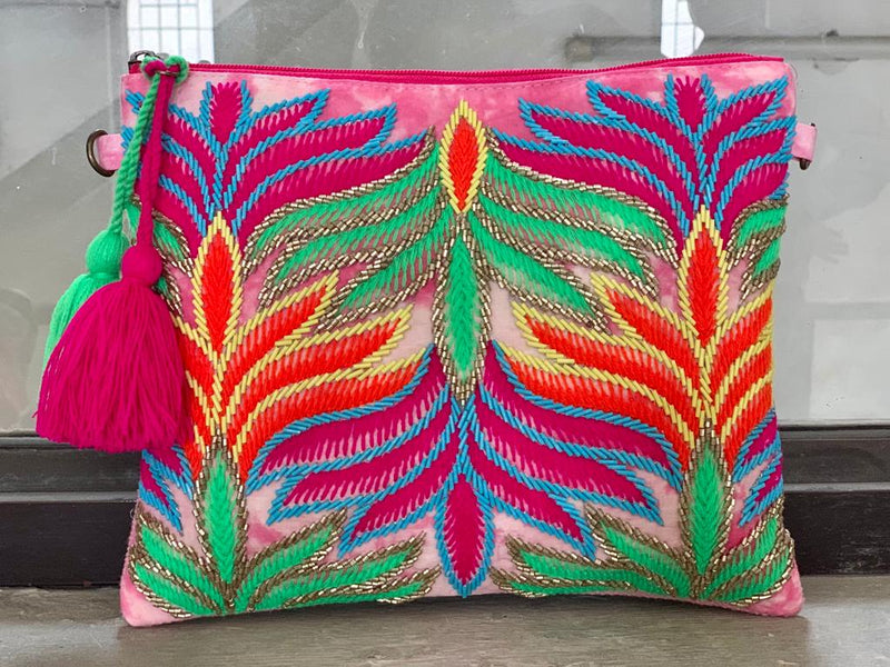 Feather Tie Dye Clutch Bag • Multicolored Feathers