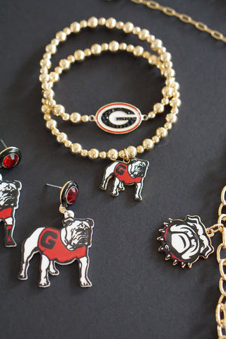 Georgia Bulldogs Ball Bead Bracelet • Set of 2