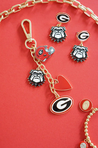 Georgia Bulldogs Heart Cluster Bag Charm
