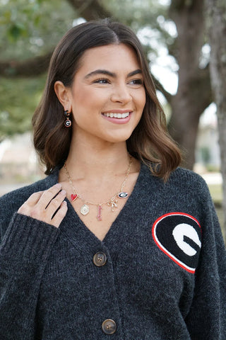 Georgia Bulldogs Paper Clip Charm Collector Necklace • Shiny Gold