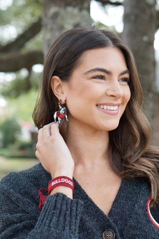 Georgia Hairy Dawg Resin Mascot Earrings • Red/Black
