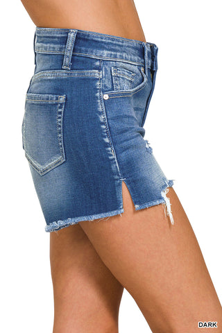 Bellamy Distressed Denim Shorts • Dark Wash