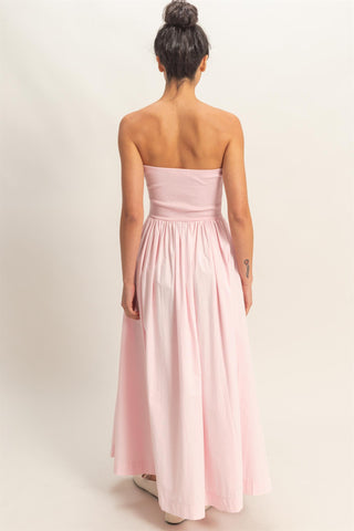 Jodie Strapless Flowy Midi Dress • Soft Pink