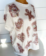 QOS White Frosted Christmas Cookie Oversized Tee