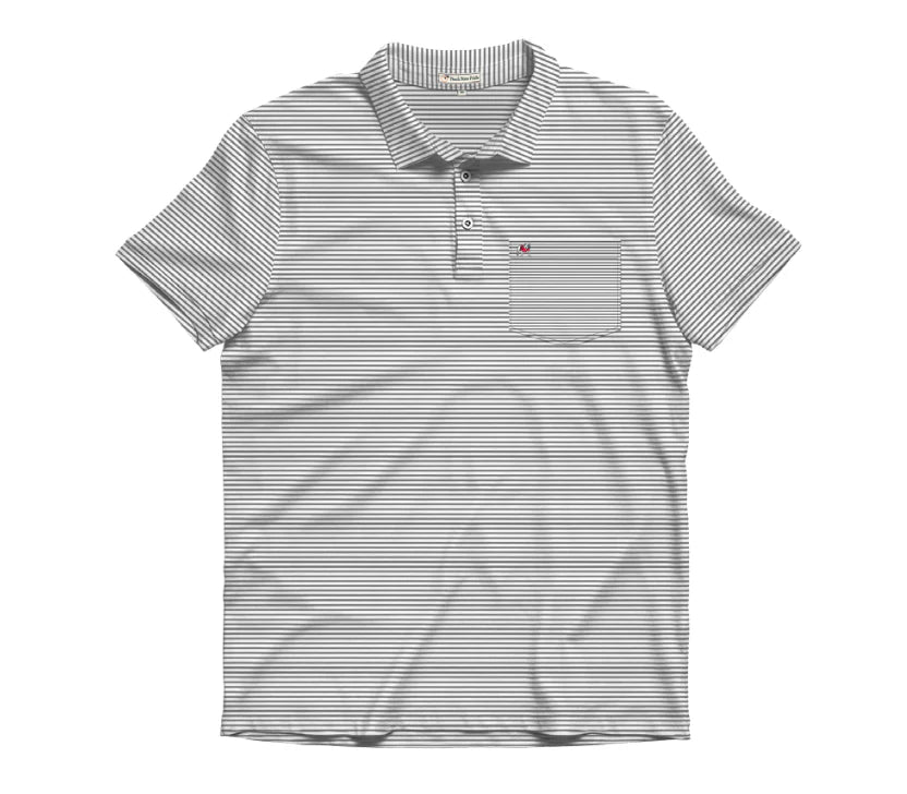 Standing Dawg Performance Pocket Polo • Heathered Charcoal + White