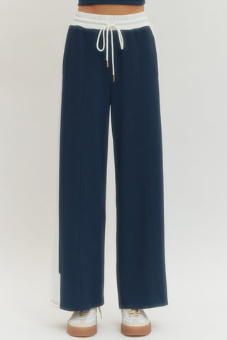 Cheyenne Wide Leg Knit Pants • Navy