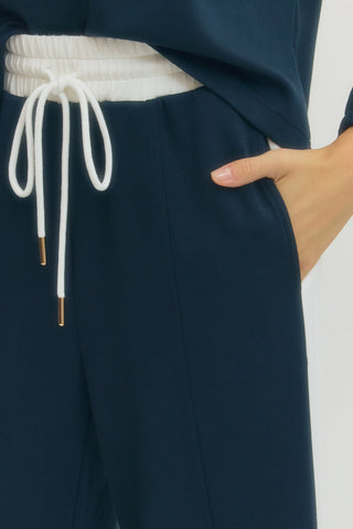 Cheyenne Wide Leg Knit Pants • Navy