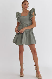 Night Out Ruffle Sleeve Dress • Desert Sage