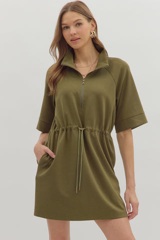 Olivia Collared Street Dress • Olive