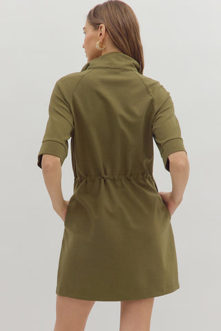 Olivia Collared Street Dress • Olive