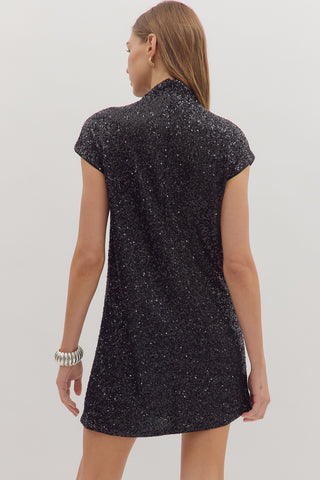 New Day Mini Sequin Dress • Black