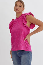 Flower Embroidered Top • Fuschia