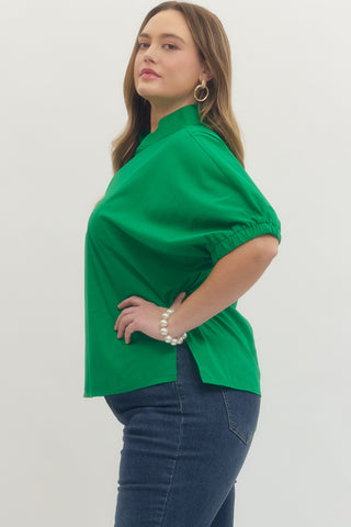 Toni Plus Puff Sleeve Top • Green