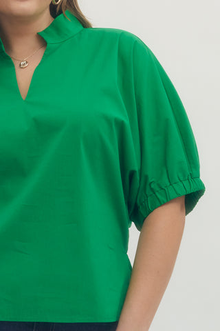 Toni Plus Puff Sleeve Top • Green