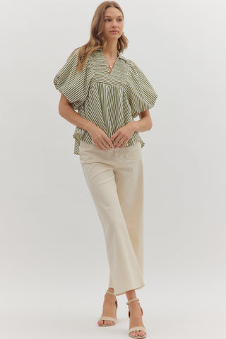 Ruby Striped Dolman Top • Olive