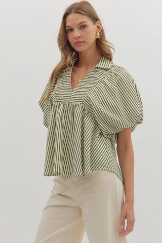 Ruby Striped Dolman Top • Olive